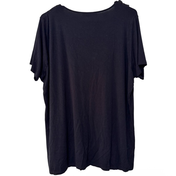 Tahari Plus Size Short Sleeve Black Ruffled Neckline Blouse Sz 3X - Picture 5 of 7